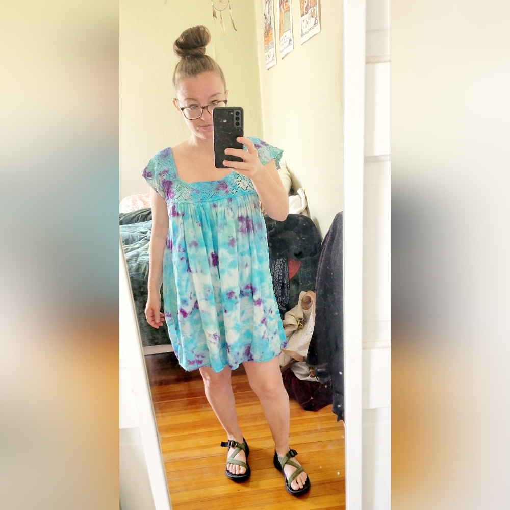 Upcycled Vintage Short Tie Dye Dress/Coverup
